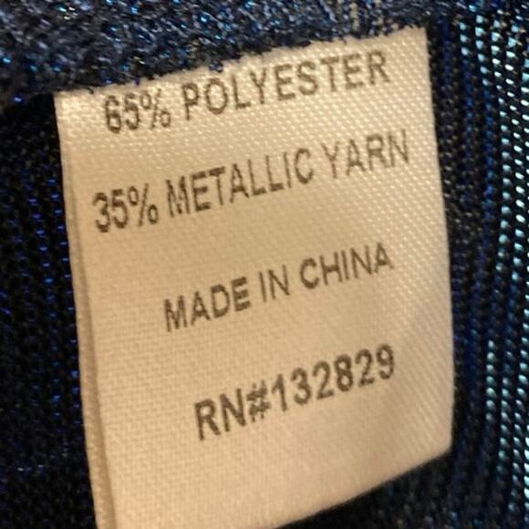 Superdown Womens Blue Metallic Mesh Long Sleeve Sheer Button Down Shirt Top Sz S - Picture 4 of 4